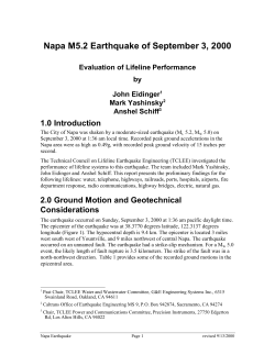 Napa M5.2 Earthquake of September 3, 2000
