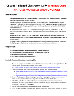 CS1046 &ndash; Flipped Classroom #2 &rarr; WRITING CODE THAT USES