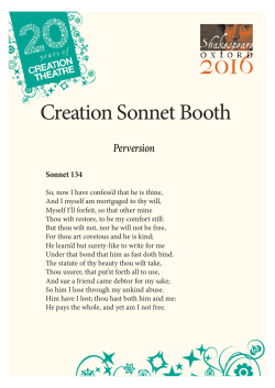 Sonnets selection - Creation Theatre