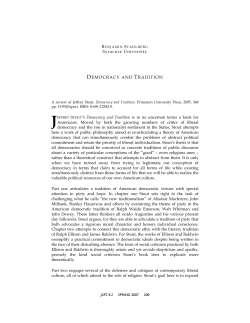 Democracy and Tradition - Journal for Cultural and Religious Theory