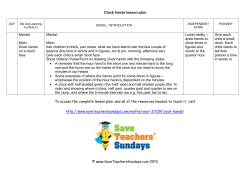 Clock hands lesson plan - Save Teachers` Sundays