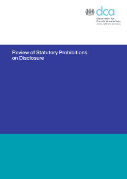 Report on the Review of Statutory Prohibitions on Disclosure