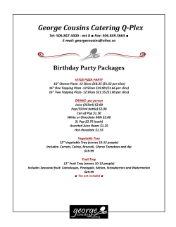 Birthday Party Menu - George Cousins Catering