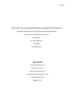 Don`t Touch That: Censorship and Literature in the High School