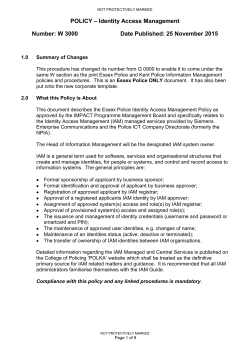 POLICY &ndash; Identity Access Management Number: W 3000 Date