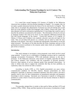 Understanding The Pronoun Paradigm In An L2 Context: The