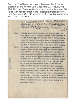 Transcript, The Eleanor and Anna Roosevelt Radio Show, program