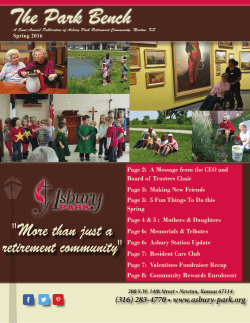Spring 2016 Park Bench Newsletter