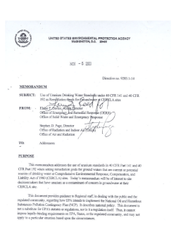 Use of Uranium Drinking Water Standards Under 40 CFR 141 and