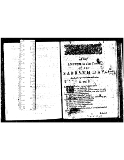 A Brief Answer to a Late Treaty of the Sabbath Day