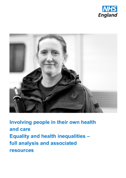 Involving people in their own health and care Equality and health