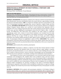 hematological diversity in pancytopenia