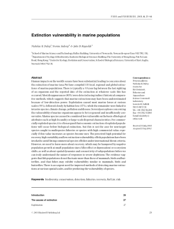 Extinction vulnerability in marine populations. Fish and Fisheries, 4