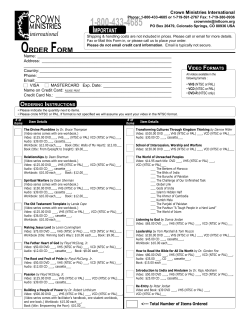 CrownMin online Order form - Crown Ministries International