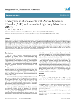 Dietary intake of adolescents with Autism Spectrum