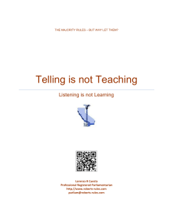 Telling is not Teaching - Robert`s Rules of Order