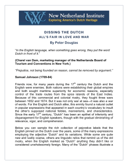 Dissing the Dutch - New Netherland Institute