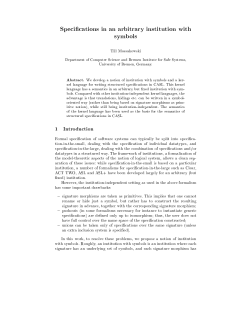 Speci cations in an arbitrary institution with symbols