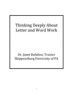 Thinking Deeply About Letter and Word Work