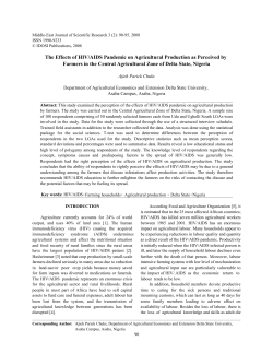 The Effects of HIV/AIDS Pandemic on Agricultural Production