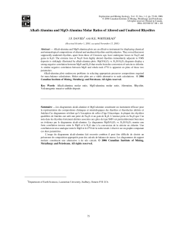 Alkali-Alumina and MgO-Alumina Molar Ratios of Altered and