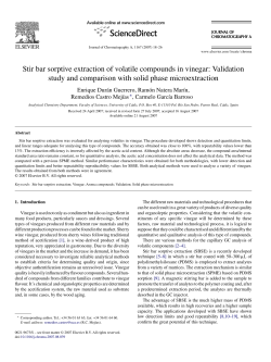 Stir bar sorptive extraction of volatile compounds in vinegar