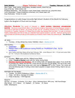 Congratulations to Lydia Knapp Concordia High School`s Student of