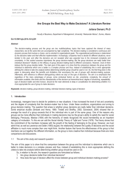 Are Groups the Best Way to Make Decisions? A Literature Review