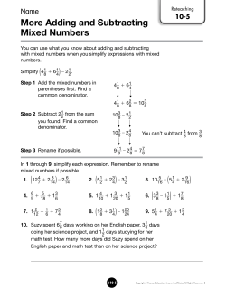 More Adding and Subtracting Mixed Numbers