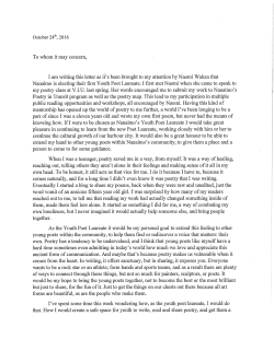 Candidate for Nanaimo Youth Poet Laureate