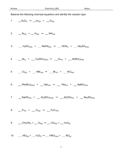 Balance the following chemical equations and identify the reaction