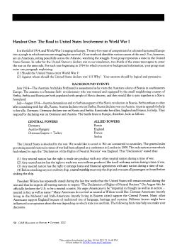 Handout One: The Road to United States