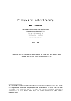 Principles for Implicit Learning - Axel Cleeremans