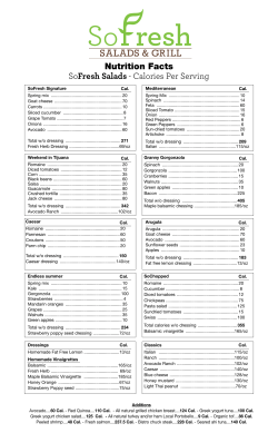 Nutrition Facts SoFresh Salads