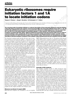Eukaryotic ribosomes require initiation factors 1 and 1A to locate