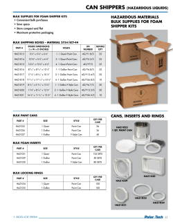 HAZARDOuS MATERIALS BuLK SuppLIES FOR FOAM SHIppER
