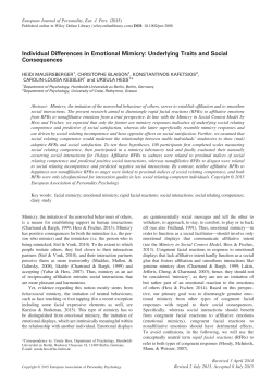Individual Differences in Emotional Mimicry: Underlying Traits and