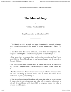 The Monadology (1714), by Gottfried Wilhelm LEIBNIZ (1646