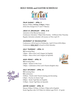 HOLY WEEK and EASTER SCHEDULE