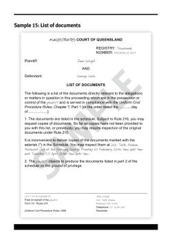 Sample 15: list of documents