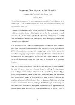 Forster and After: 100 Years of State Education