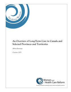 An Overview of Long-Term Care in Canada and Selected Provinces
