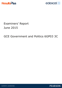 Examiners` Report June 2015 GCE Government and