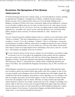 Revolution: The Springtime of Two Nations by Timothy Garton Ash