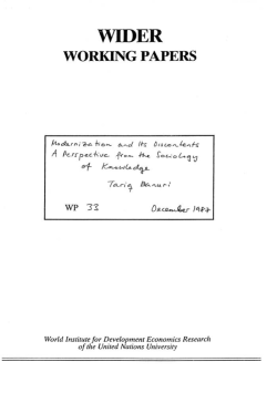 MODERNIZATION AND ITS DISCONTENTS: A Perspective From the