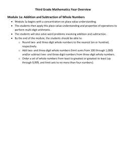 Third Grade Mathematics Year Overview Module 1a: Addition and