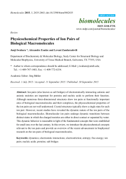 Physicochemical Properties of Ion Pairs of Biological Macromolecules