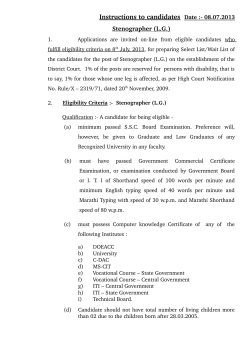 Instructions to candidates Date : 08.07.2013 Stenographer (LG)