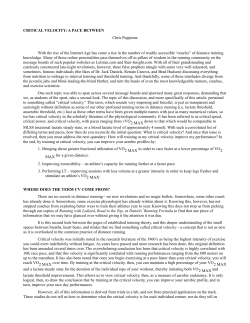 critical velocity: a pace between