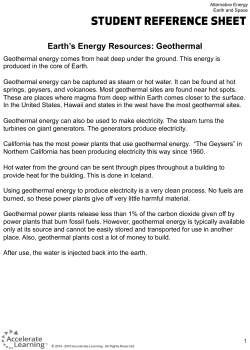 Earth`s Energy Resources: Geothermal